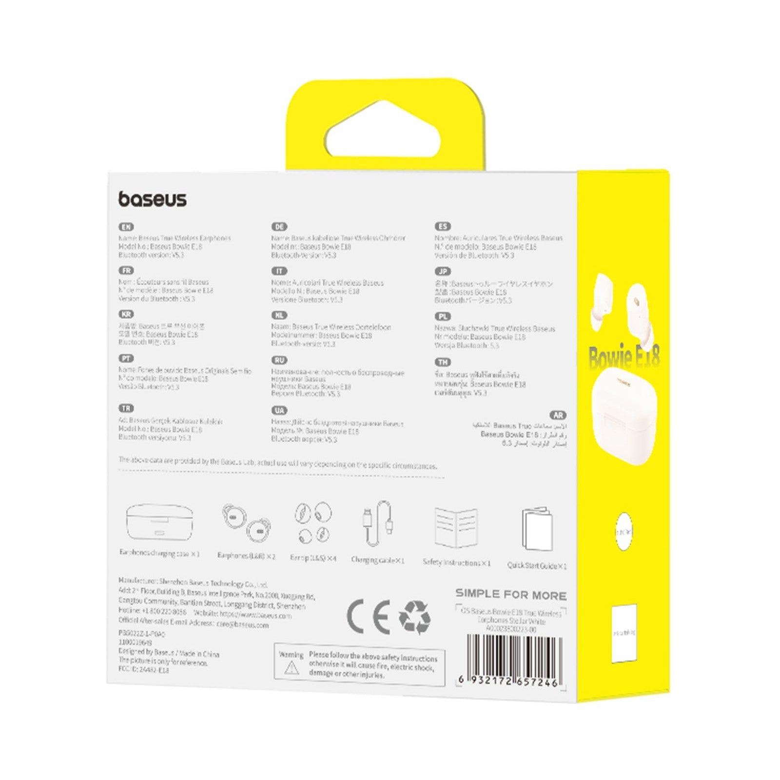 Bluetooth sluchátka Baseus Bowie E18 bílá