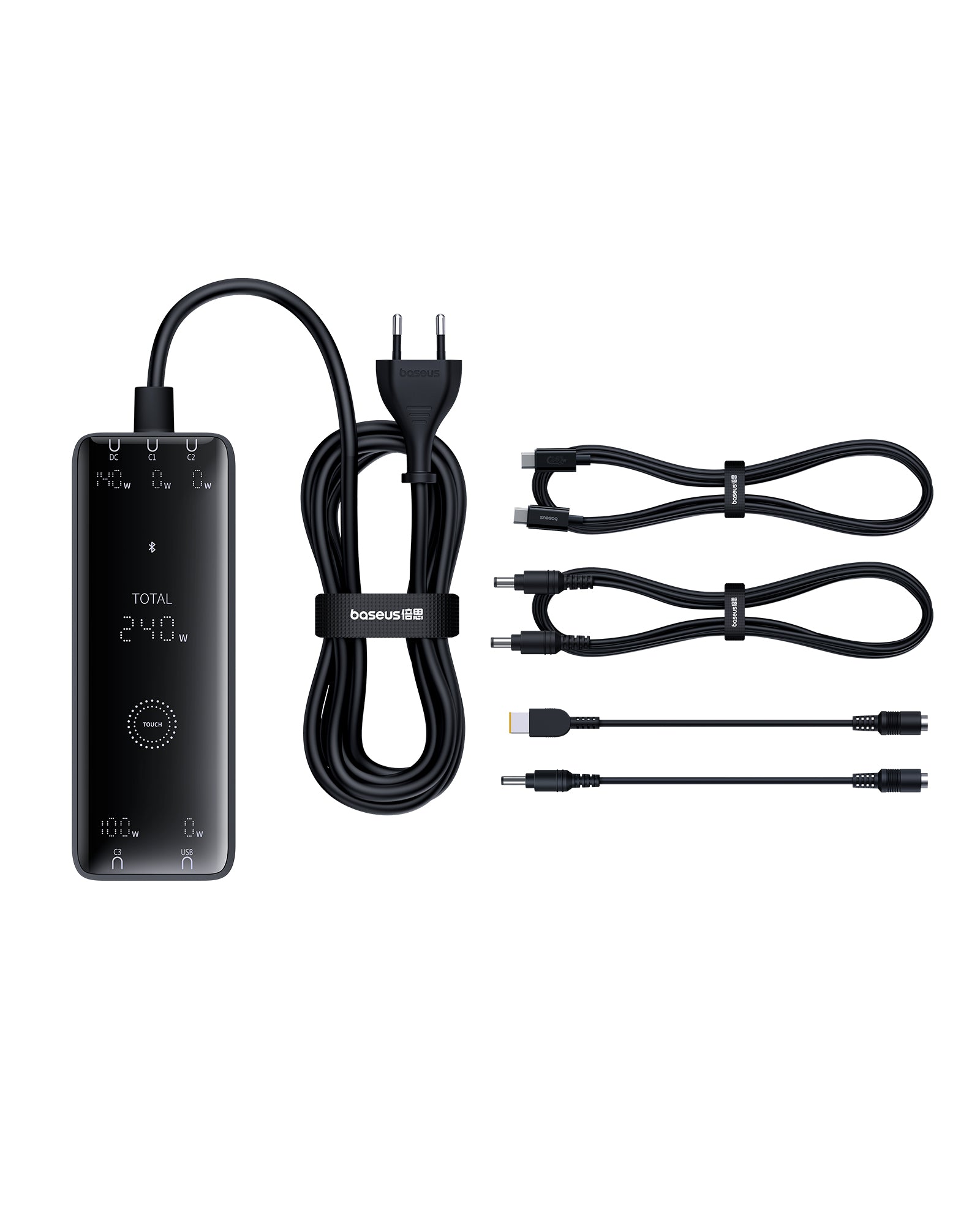 Nabíjecí stanice Baseus GaN Digital 240W 3xUSB-C, 1xUSB, 1xDC černá