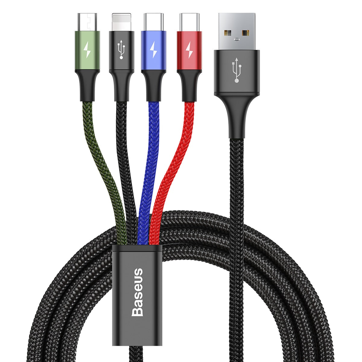 Kabel Baseus 4v1 USB/microUSB, Lightning, 2xUSB-C 1,2m 3,5A černý