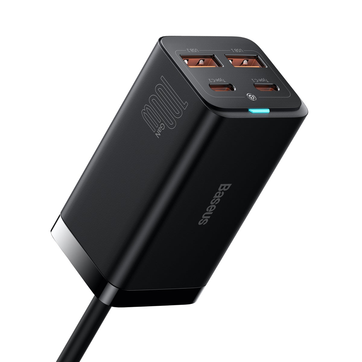 Nabíječka do sítě Baseus GaN3 100W, 2xUSB, 2xUSB-C černá