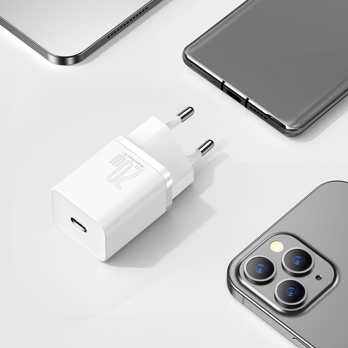 Nabíječka do sítě Baseus Super Si 20W s kabelem USB-C/Lightning 1m, 1xUSB-C bílá
