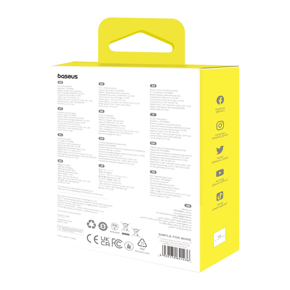 Bezdrátová powerbanka Baseus Magnetic Mini Air 6000mAh, 20W černá