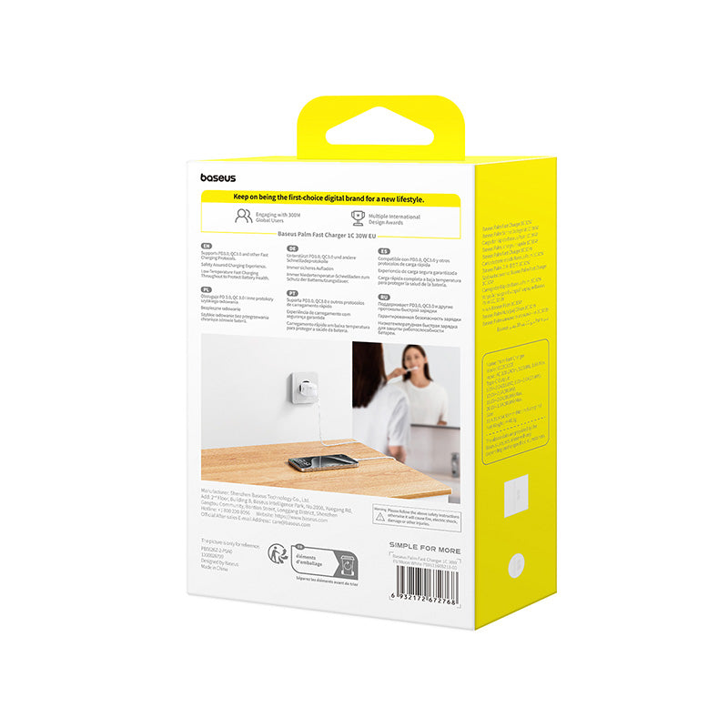 Nabíječka do sítě Baseus Palm 30W, 1xUSB-C bílá