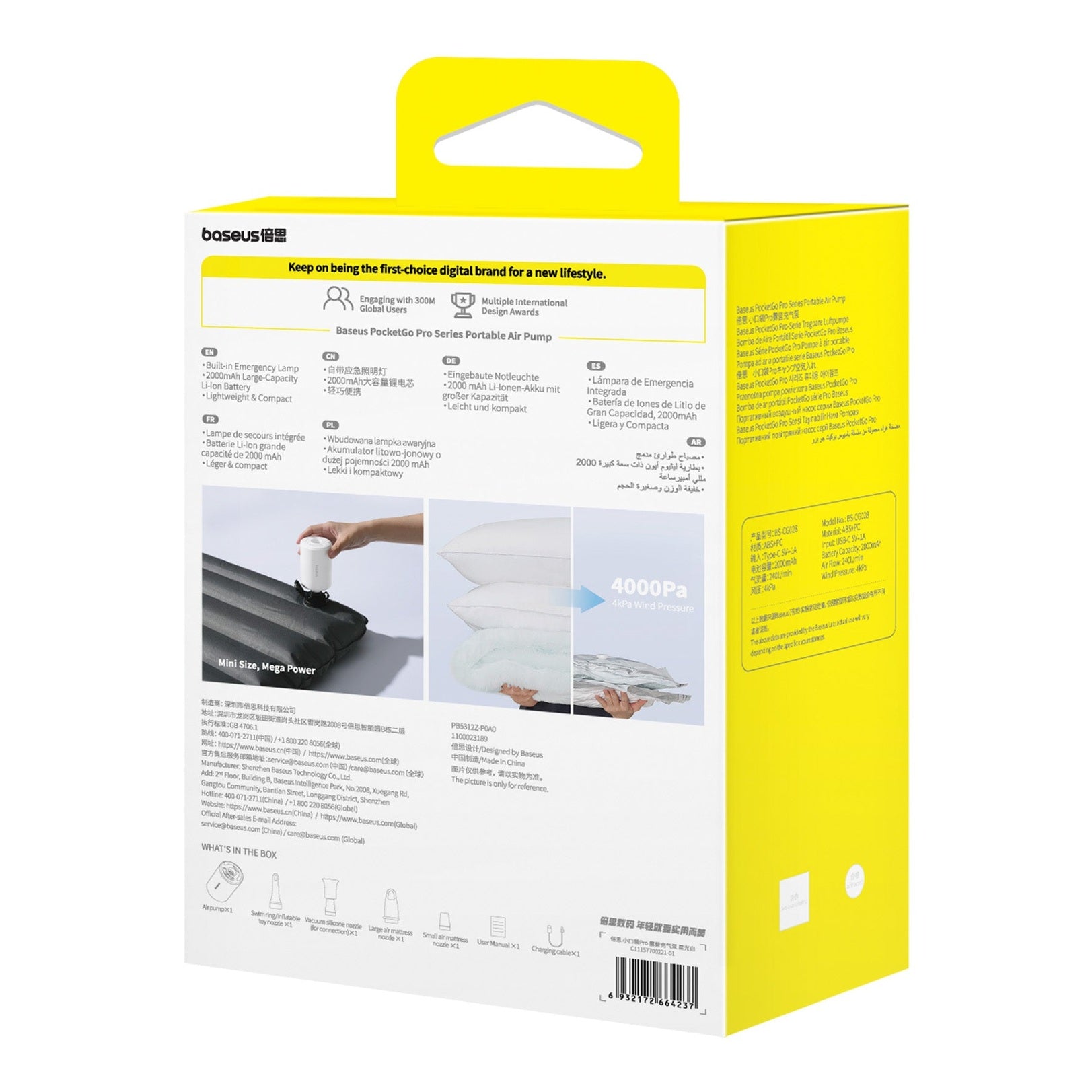 Kompresor Baseus PocketGo Pro bílý