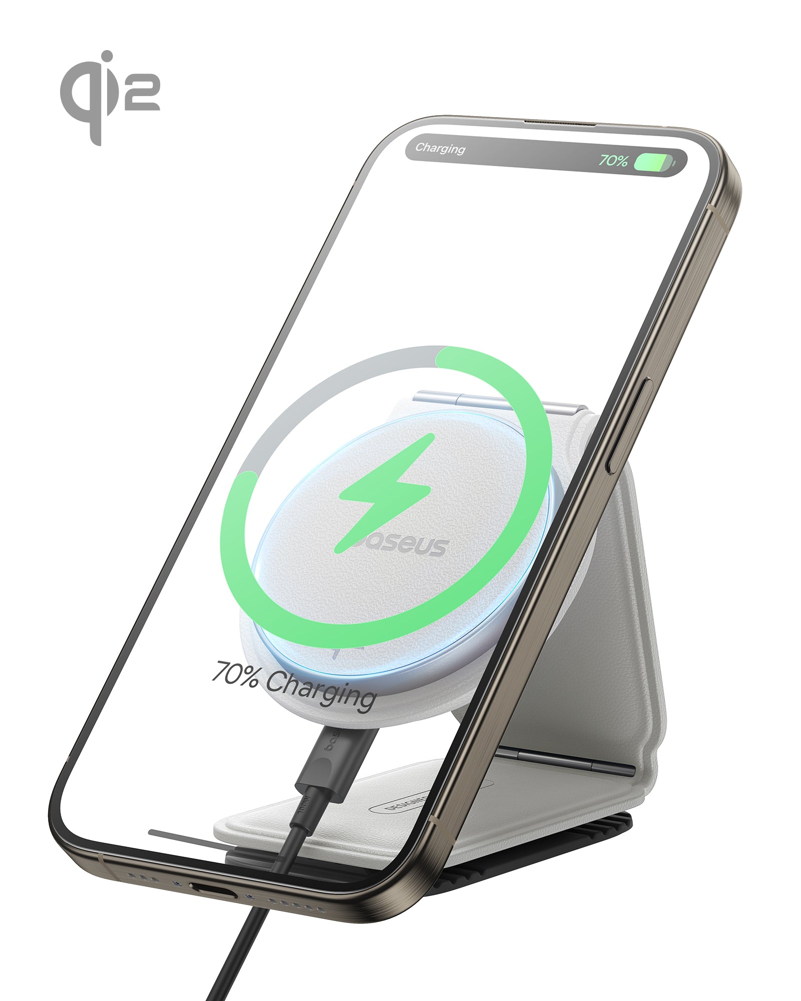 Držák do auta s bezdrátovým nabíjením Qi2 Baseus PrimeTrip C02 na palubní desku bílý