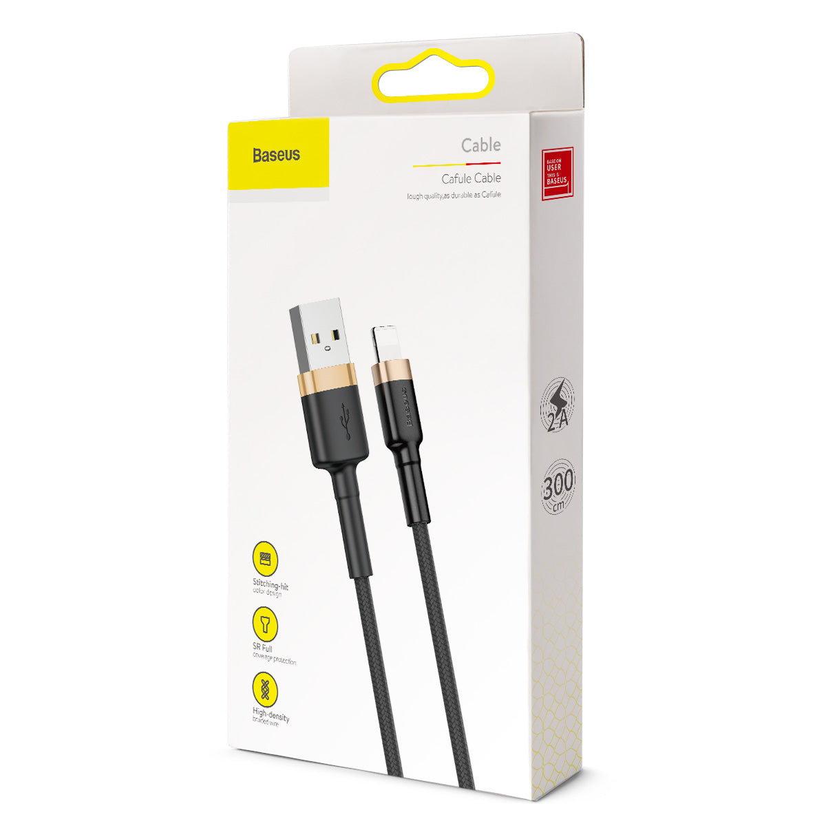 Kabel Baseus Cafule USB/Lightning 3m 2A černo-zlatý