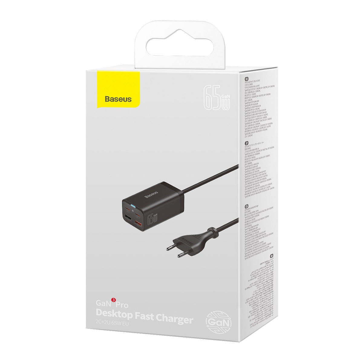 Nabíječka do sítě Baseus GaN3 Pro 65W, 2xUSB, 2xUSB-C černá