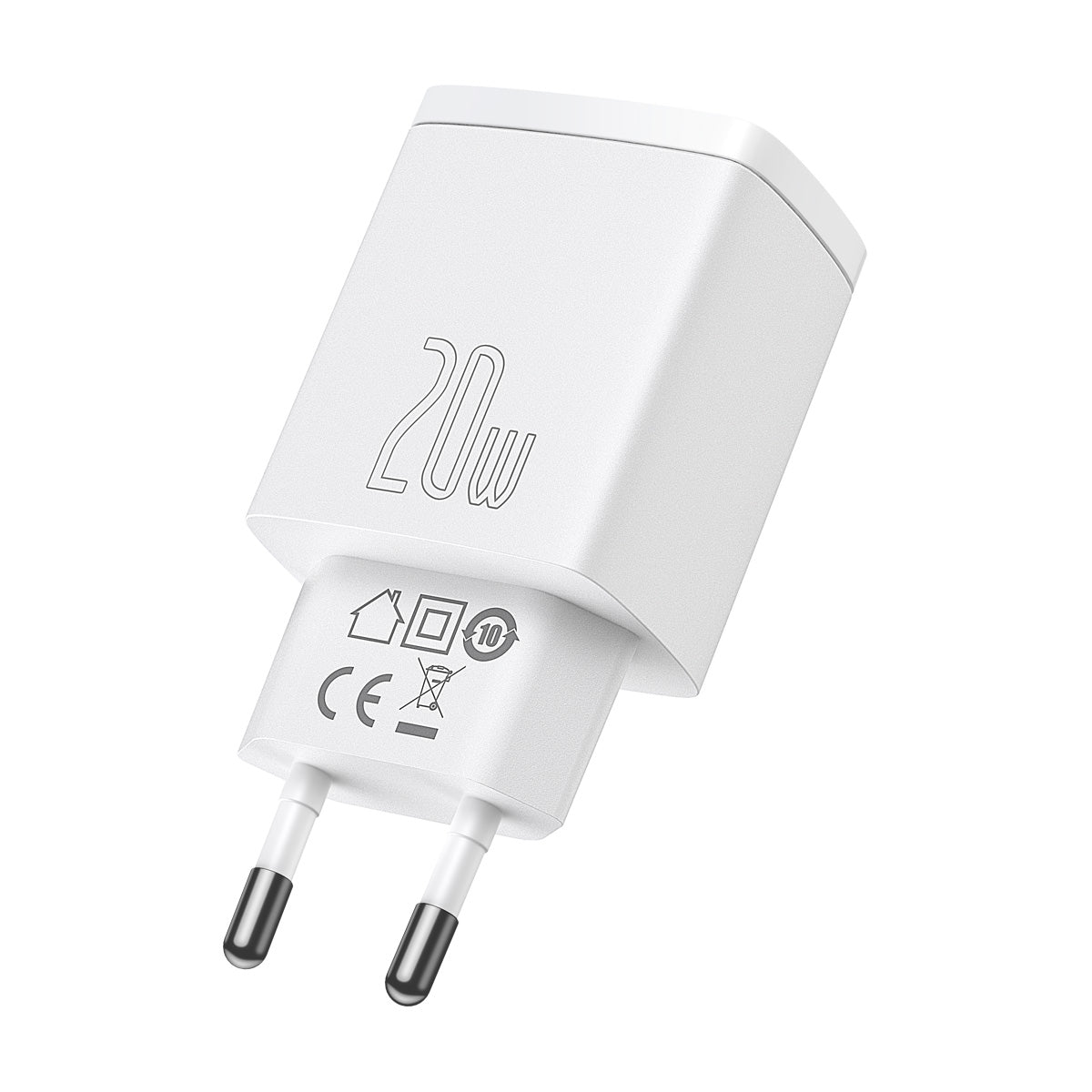 Nabíječka do sítě Baseus Compact 20W, 1xUSB, 1xUSB-C bílá