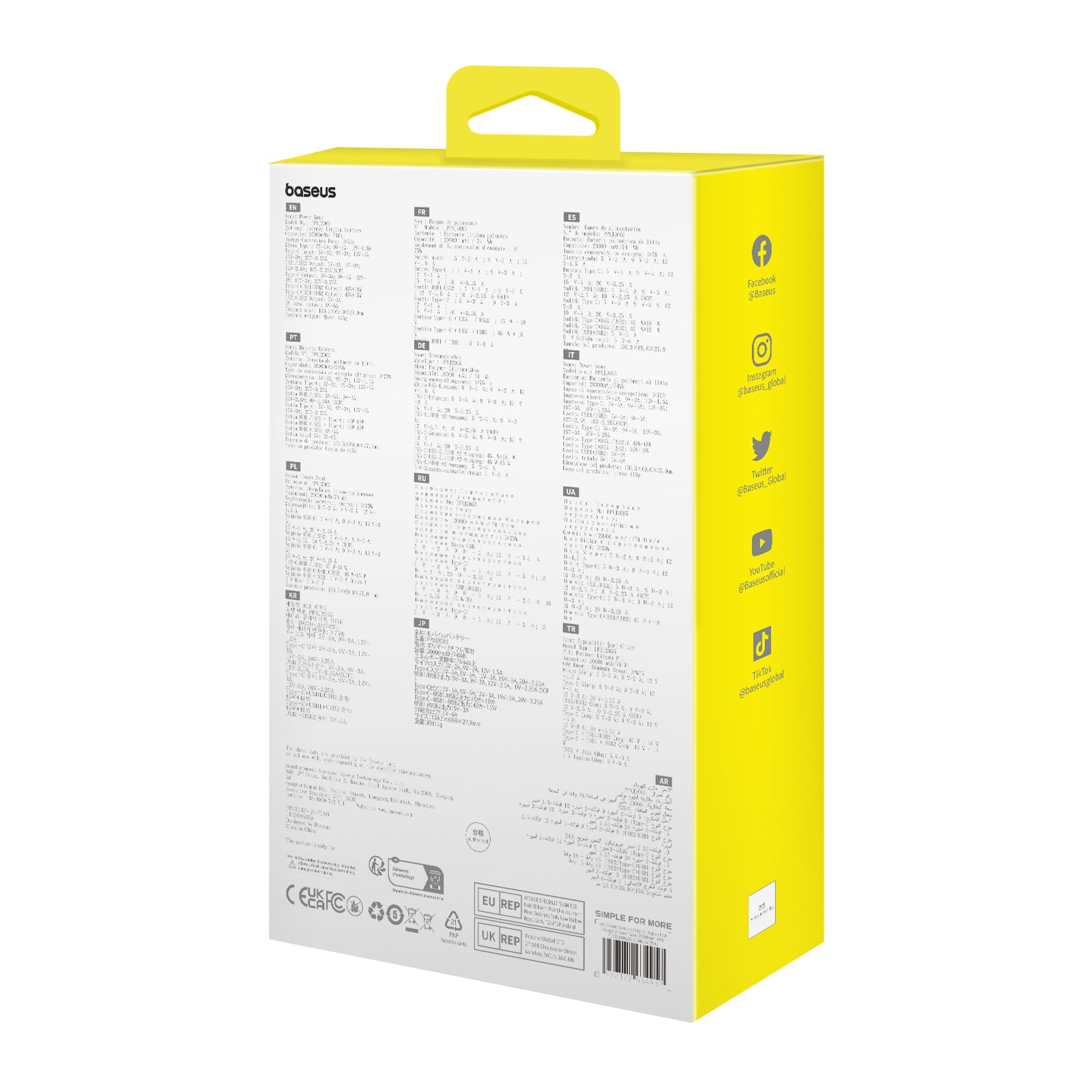 Powerbanka Baseus Star-Lord 20000mAh, 65W bílá