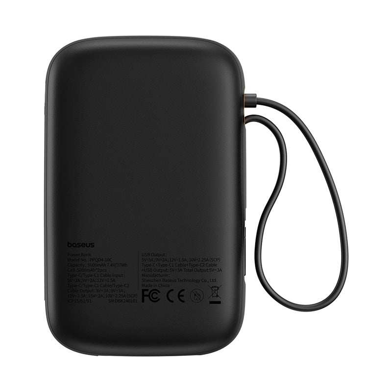 Powerbanka Baseus Qpow2 10000mAh, 30W, s kabelem USB-C černá