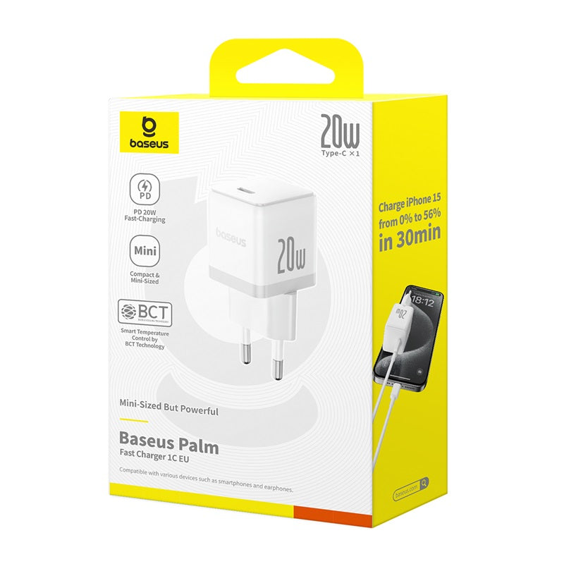 Nabíječka do sítě Baseus Palm 20W, 1xUSB-C bílá