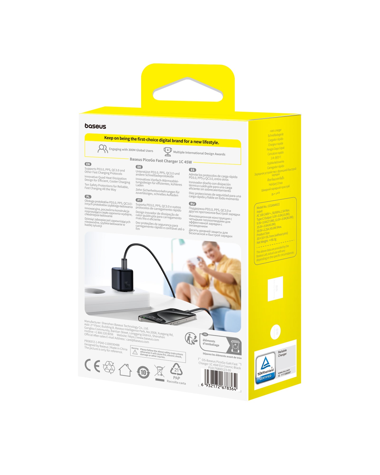 Nabíječka do sítě Baseus PicoGo 45W, 1xUSB-C modrá