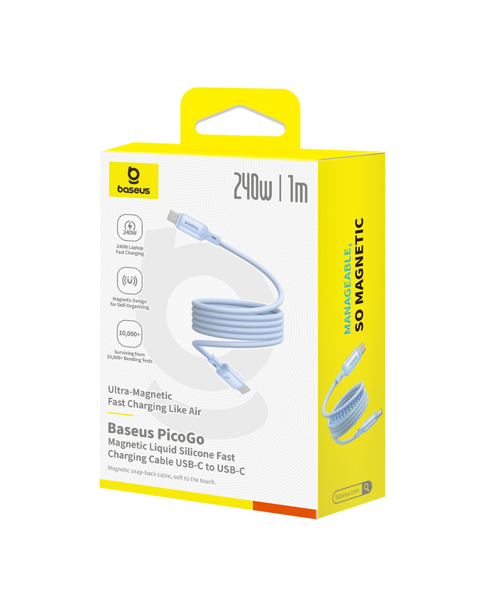 Magnetický kabel Baseus PicoGo USB-C/USB-C 1m 240W modrý