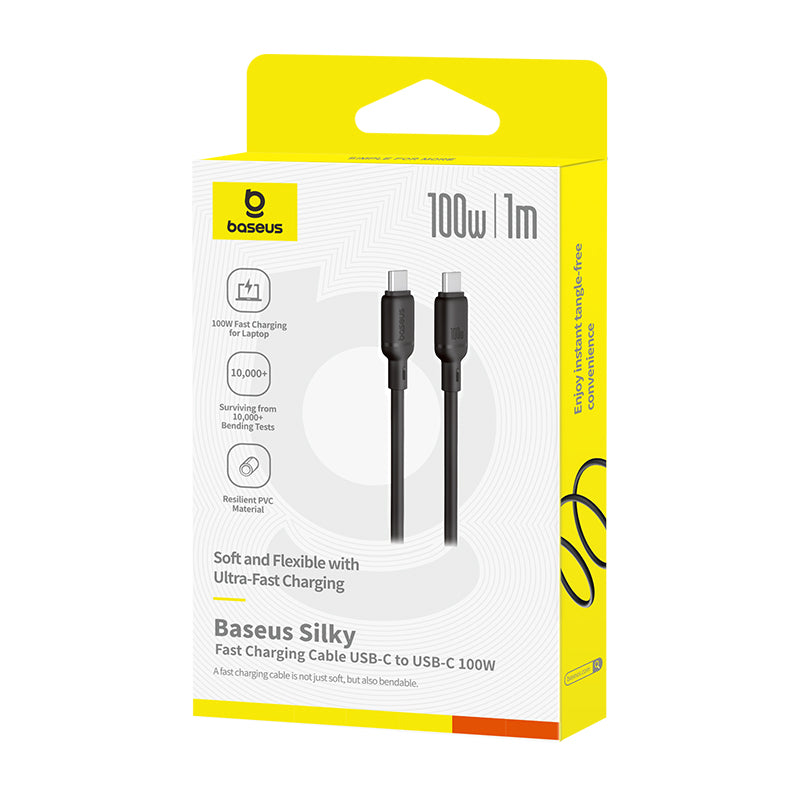 Kabel Baseus Silky USB-C/USB-C 1m 100W černý