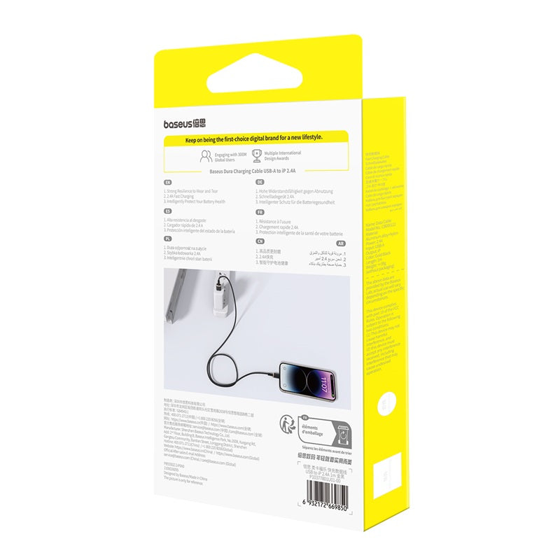 Kabel Baseus Dura USB/Lightning 1m 2,4A černo zlatý