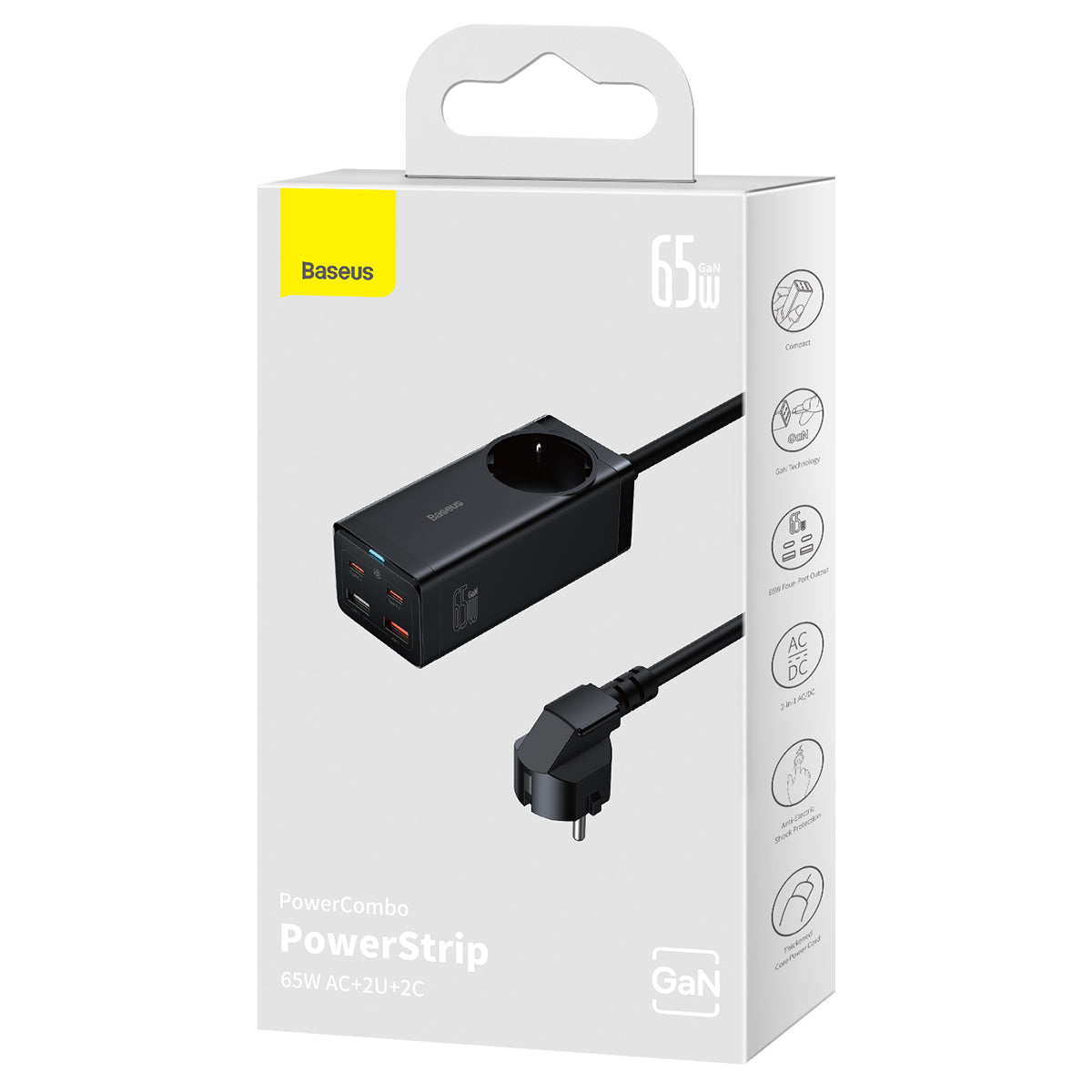 Nabíjecí stanice Baseus GaN3 Pro 65W 1xzásuvka, 2xUSB-C, 2xUSB černá